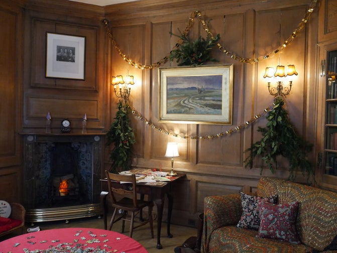 The Oak Parlour at Lamb House, decorated for Christmas 2025